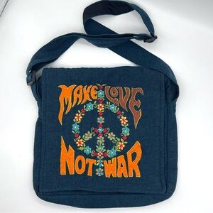 Vintage Make Love Not War Crossbody Bag Kathmandu Cotton Hippie Festival